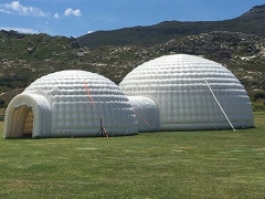 Outdoor White Inflatable Dome Tent with Two Dome Connection Together