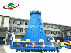 Cartoon Bouncer Blue Top Climbing Wall  Inflatable Climbing Tower For Sale